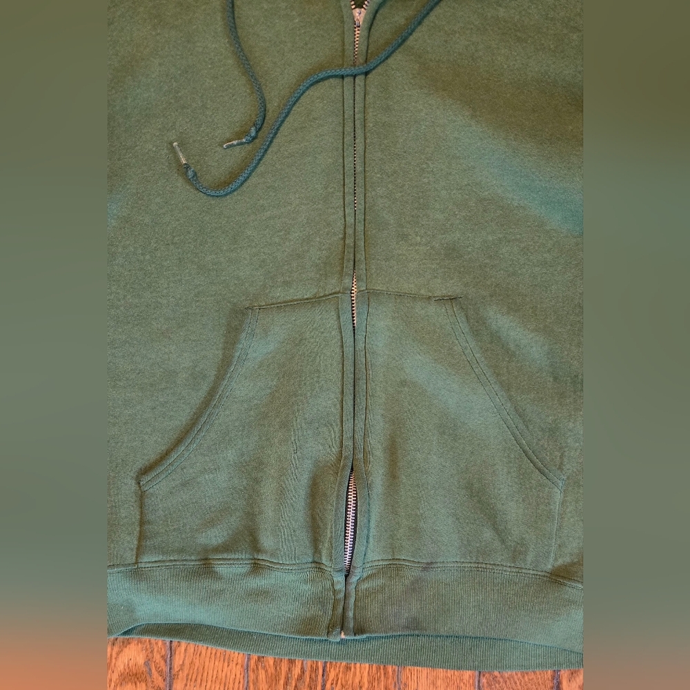 VTG 90s Faded Lee Heavyweight Green Hoodie M/L - Picture 4 of 6